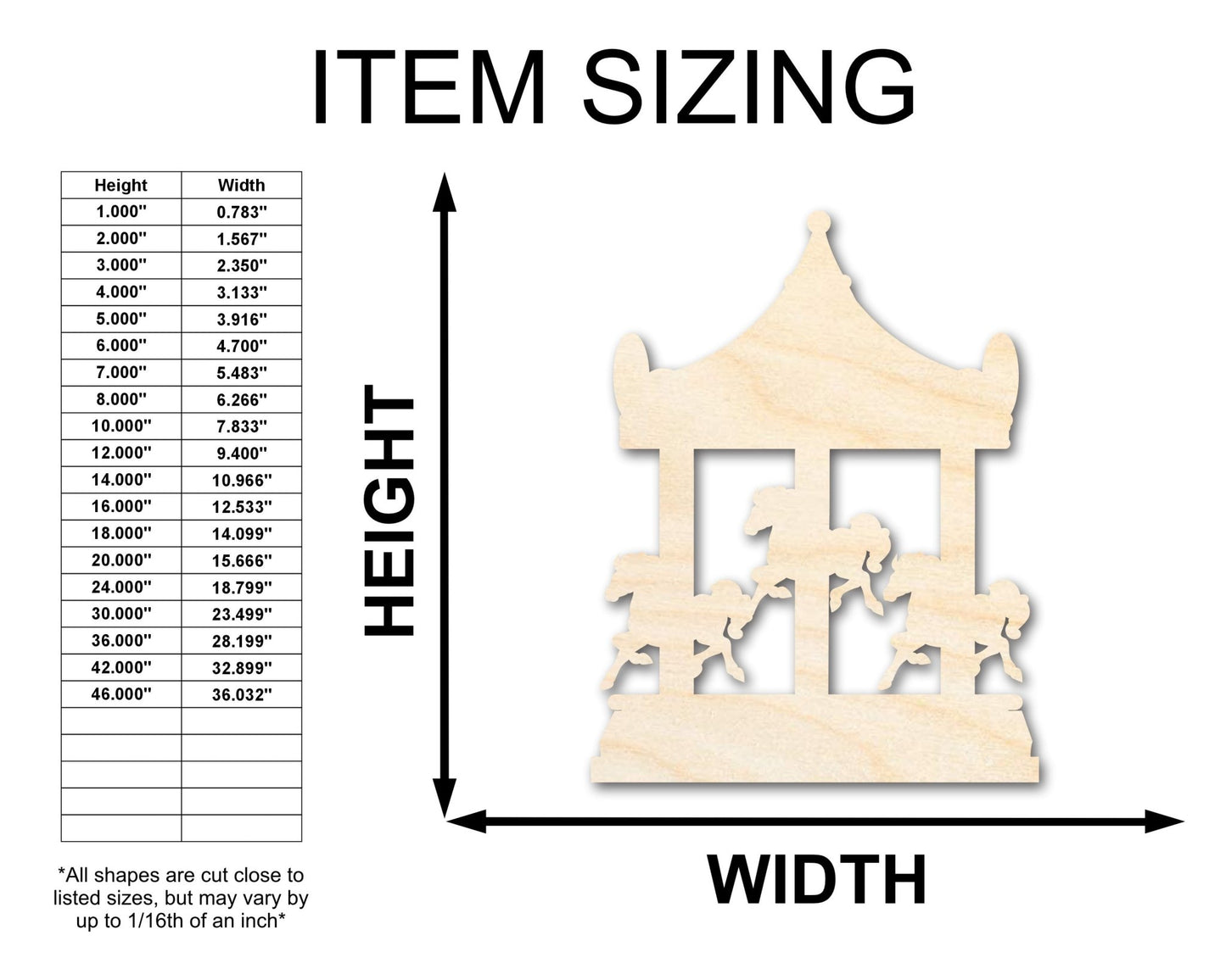 Unfinished Wood Merry - Go - Round Shape | Carousel Craft | Amusement Park | Craft Cutout | up to 46" DIY - NameSigns.com