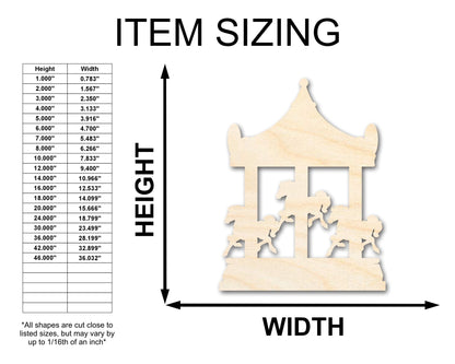 Unfinished Wood Merry - Go - Round Shape | Carousel Craft | Amusement Park | Craft Cutout | up to 46" DIY - NameSigns.com