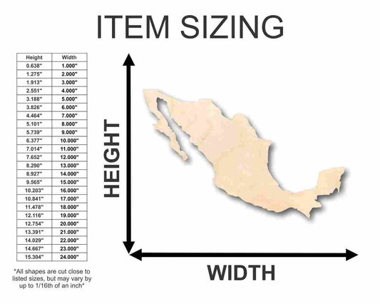 Unfinished Wood Mexico Shape - Country - Craft - up to 46" DIY - NameSigns.com