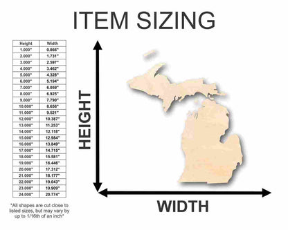 Unfinished Wood Michigan Shape (2 Pieces) - State - Craft - up to 46" DIY - NameSigns.com