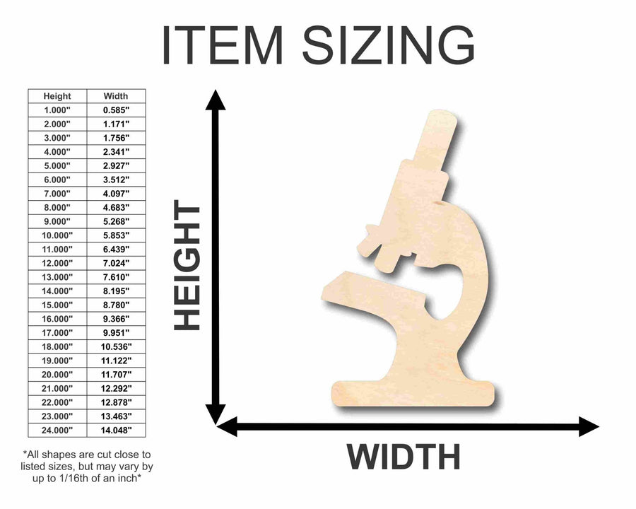 Unfinished Wood Microscope Silhouette - Craft - up to 46" DIY - NameSigns.com