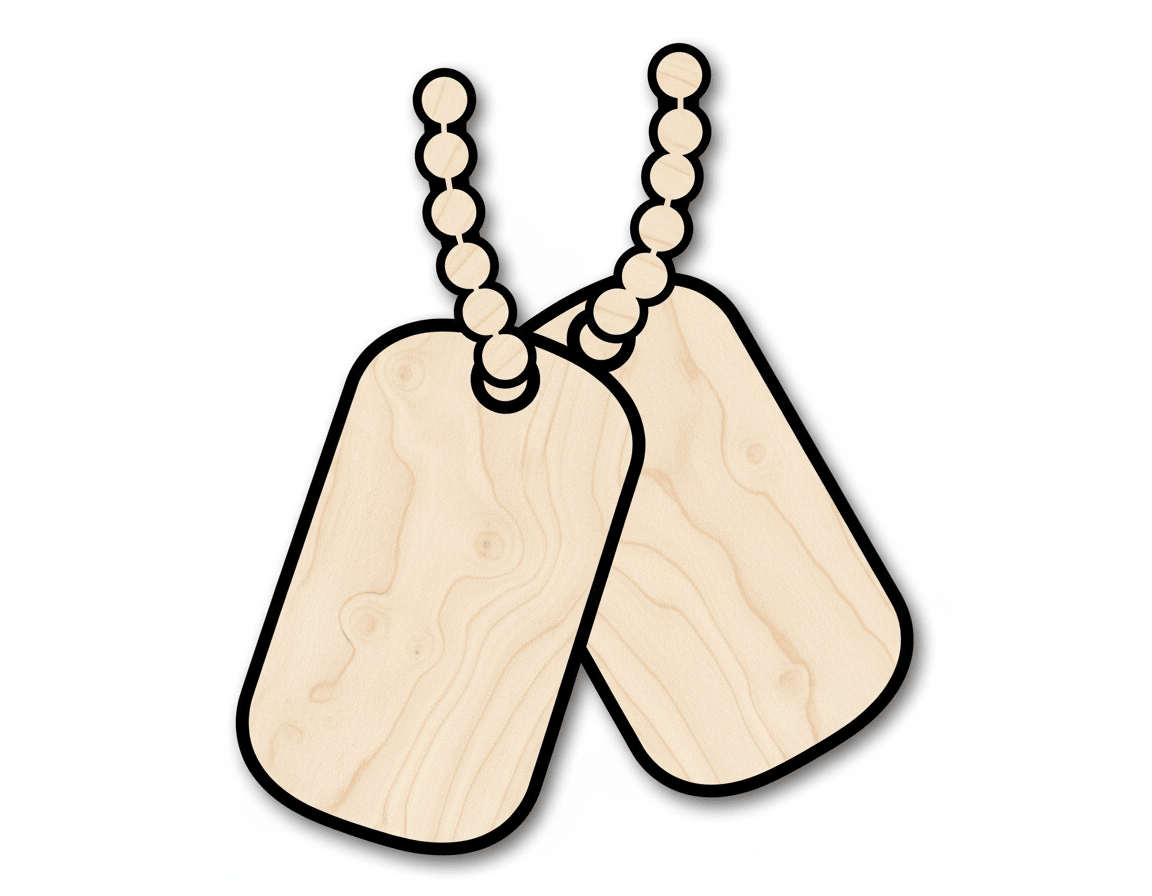 Unfinished Wood Military Dog Tag Chain Shape | DIY Craft Cutout | up to 46" DIY - NameSigns.com