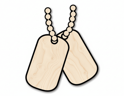 Unfinished Wood Military Dog Tag Chain Shape | DIY Craft Cutout | up to 46" DIY - NameSigns.com