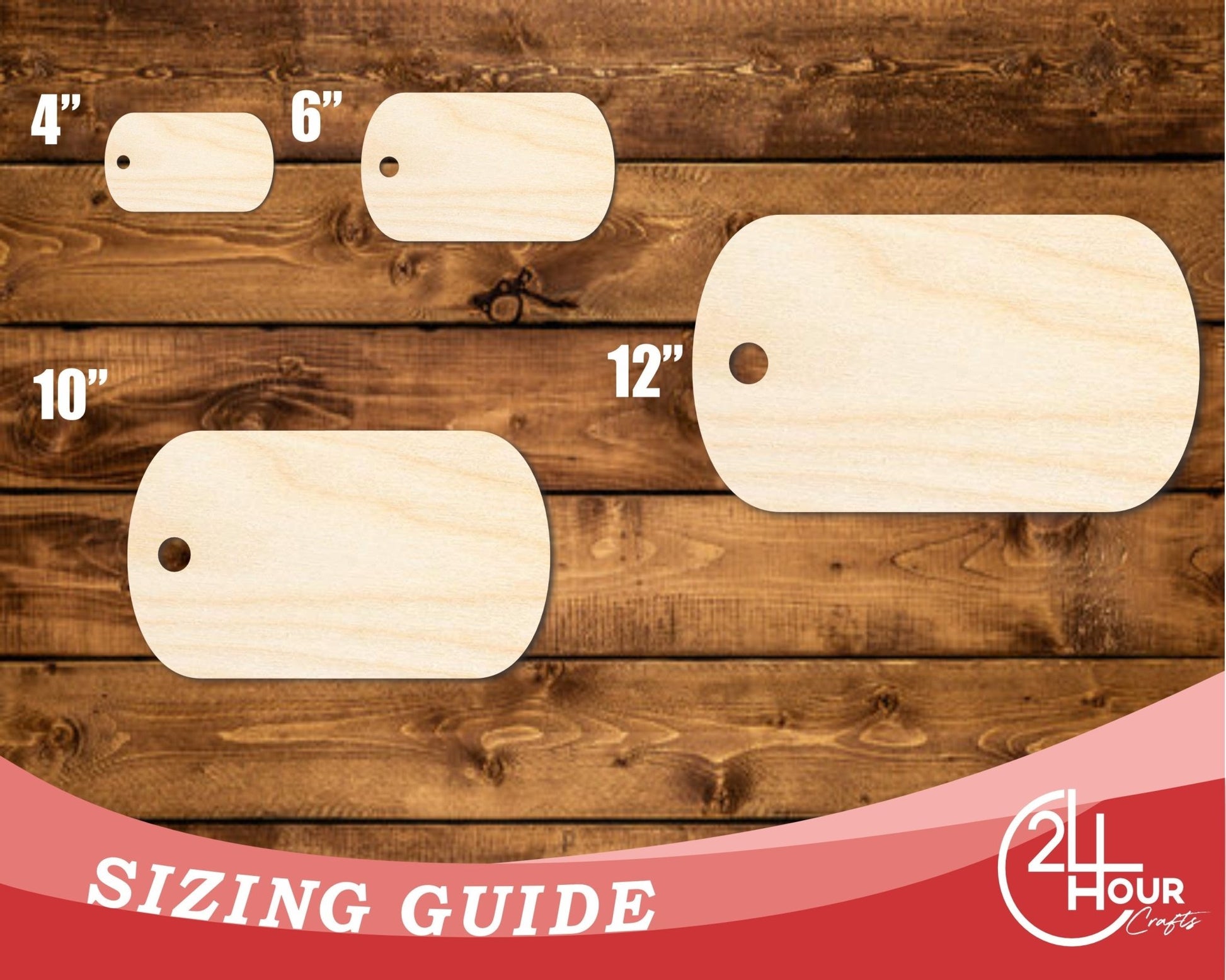 Unfinished Wood Military Dog Tag Shape | DIY Craft Cutout | up to 46" DIY - NameSigns.com