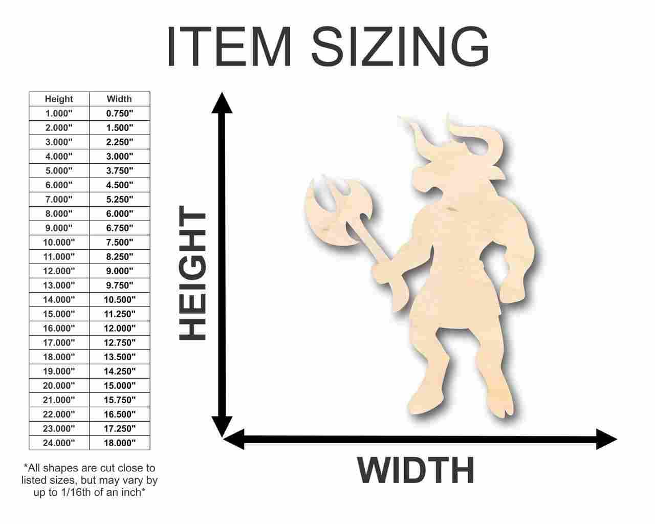 Unfinished Wood Minotaur Shape - Greek - Mythical - Monster - Craft - up to 46" DIY - NameSigns.com