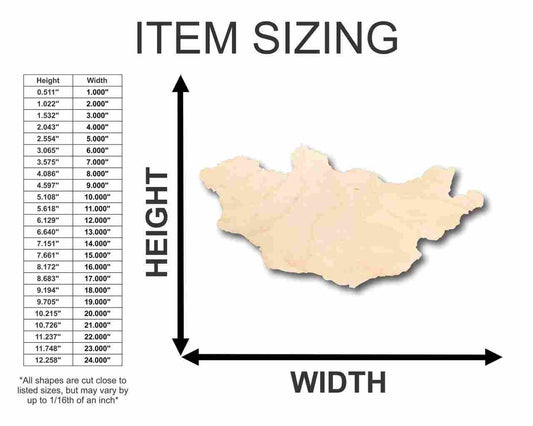Unfinished Wood Mongolia Shape - Country - Craft - up to 46" DIY - NameSigns.com