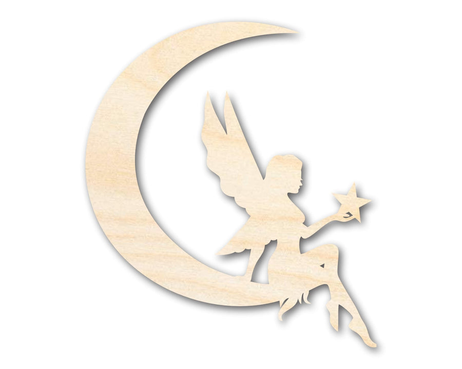 Unfinished Wood Moon Fairy Silhouette - Craft - up to 46" DIY - NameSigns.com