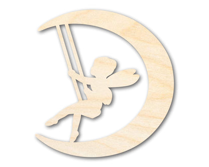 Unfinished Wood Moon Fairy Silhouette | DIY Craft Cutout | up to 46" DIY - NameSigns.com