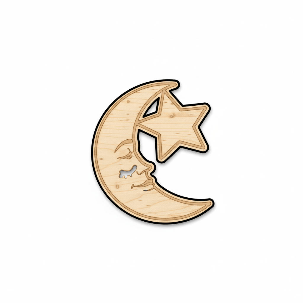 Unfinished Wood Moon & Star Shape - Craft - up to 46" DIY - NameSigns.com