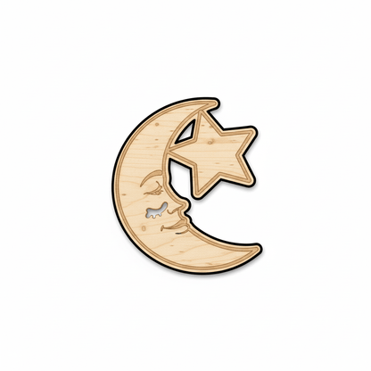 Unfinished Wood Moon & Star Shape - Craft - up to 46" DIY - NameSigns.com