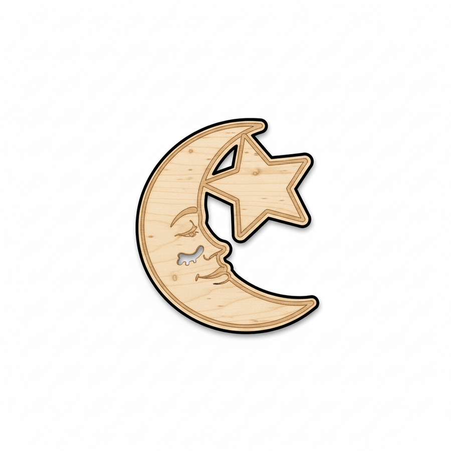Unfinished Wood Moon & Star Shape - Craft - up to 46" DIY - NameSigns.com