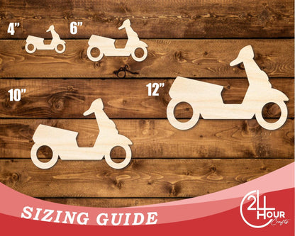 Unfinished Wood Moped Shape | DIY Craft Cutout | up to 46" DIY - NameSigns.com