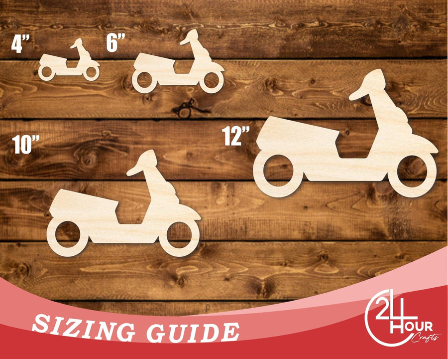 Unfinished Wood Moped Shape | DIY Craft Cutout | up to 46" DIY - NameSigns.com