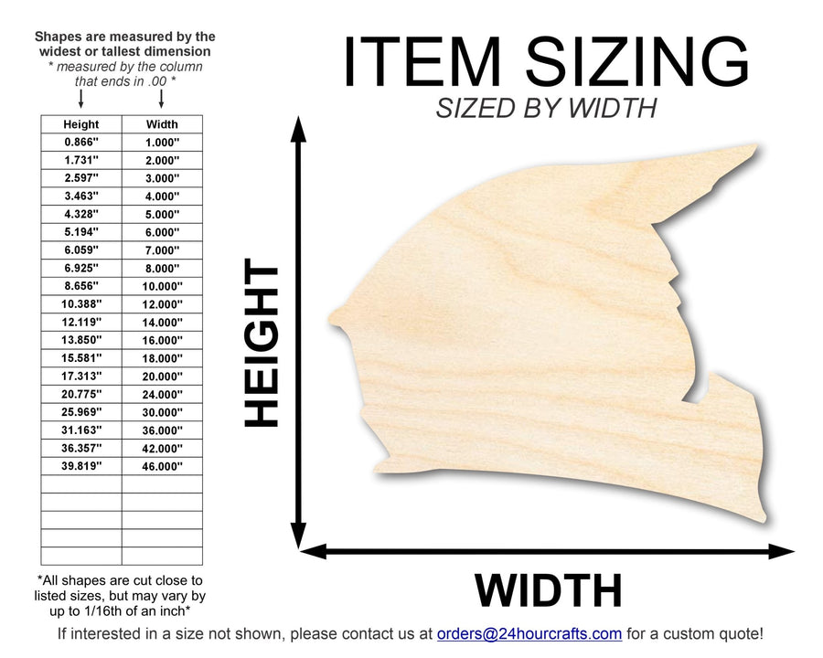 Unfinished Wood Motorcycle Helmet Shape | DIY Craft Cutout | up to 46" DIY - NameSigns.com