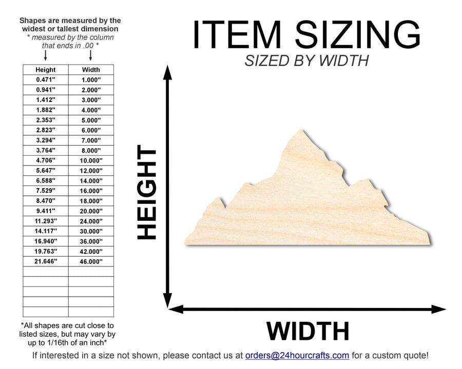 Unfinished Wood Mount Everest Shape | DIY Craft Cutout | up to 46" DIY - NameSigns.com
