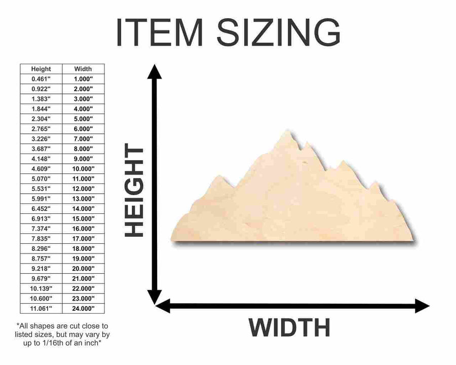 Unfinished Wood Mountain Range Shape - Nature - Craft - up to 46" DIY - NameSigns.com