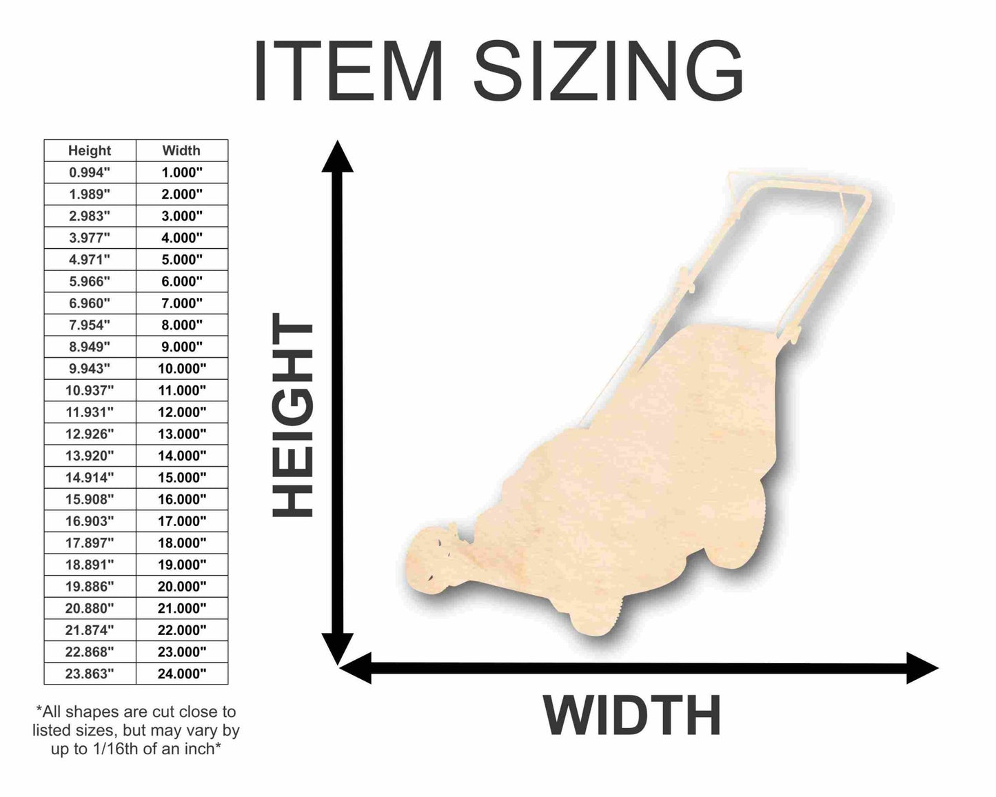 Unfinished Wood Mower Silhouette - Craft - up to 46" DIY - NameSigns.com