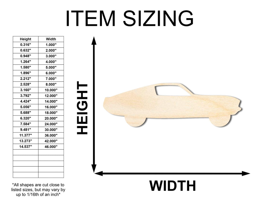 Unfinished Wood Muscle Car Shape - Car Craft - up to 46" DIY - NameSigns.com