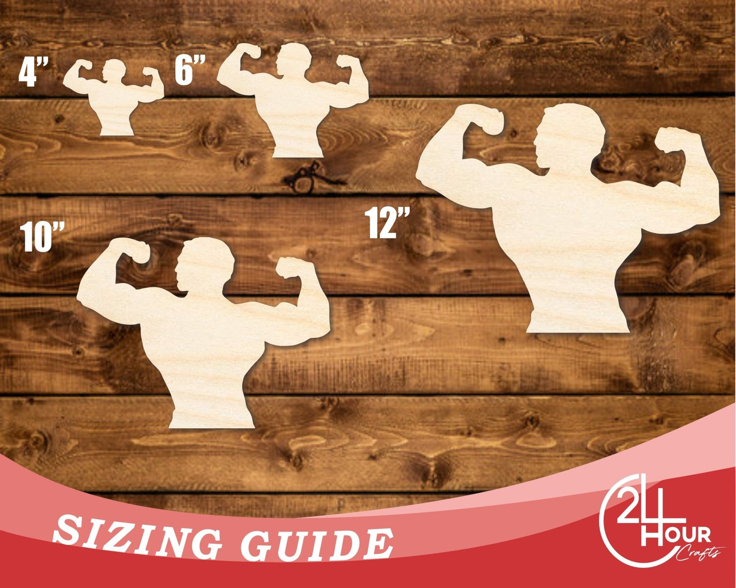 Unfinished Wood Muscle Man Shape | DIY Craft Cutout | up to 46" DIY - NameSigns.com