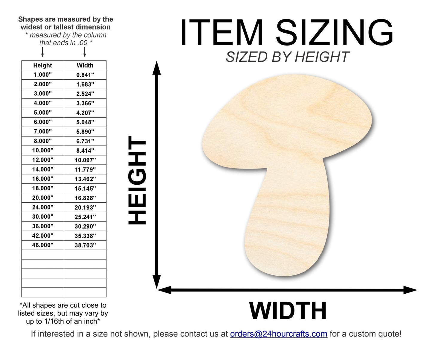 Unfinished Wood Mushroom Shape | DIY Craft Cutout | up to 46" DIY - NameSigns.com