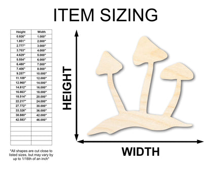 Unfinished Wood Mushrooms Shape - Craft - up to 46" - NameSigns.com