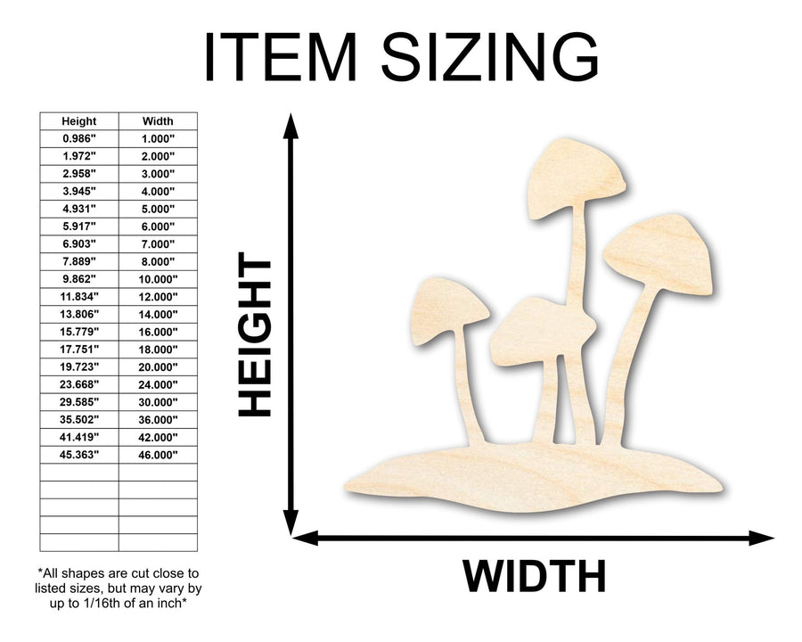 Unfinished Wood Mushrooms Shape - Craft - up to 46" - NameSigns.com