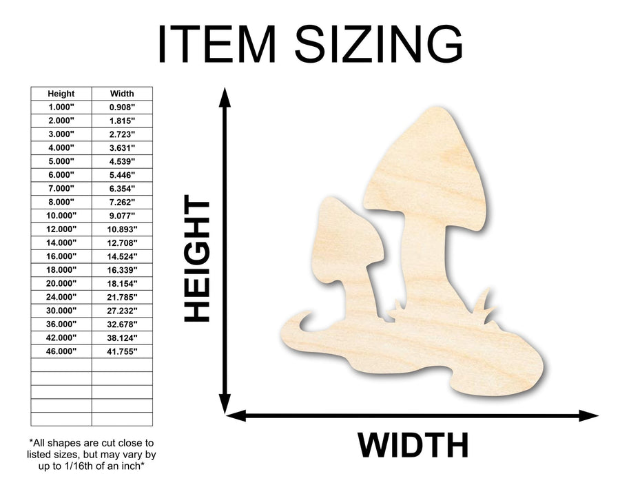 Unfinished Wood Mushrooms Shape - Craft - up to 46" - NameSigns.com