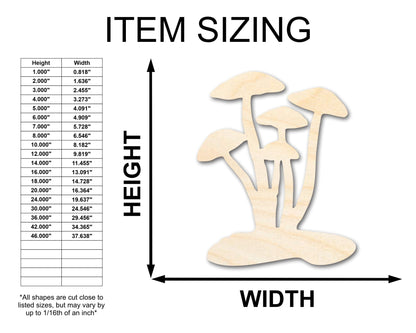 Unfinished Wood Mushrooms Shape - Craft - up to 46" - NameSigns.com