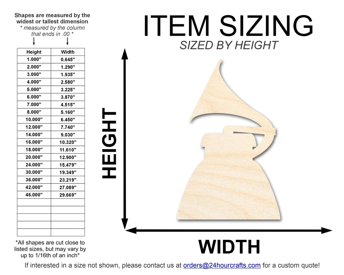 Unfinished Wood Music Award Shape | DIY Craft Cutout | up to 46" DIY - NameSigns.com