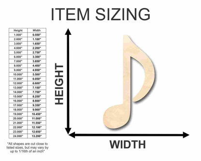 Unfinished Wood Musical Note Shape - Music - Nursery - Craft - up to 46" DIY - NameSigns.com