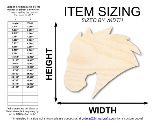 Unfinished Wood Mustang Mascot Shape | DIY Craft Cutout | up to 46" DIY - NameSigns.com