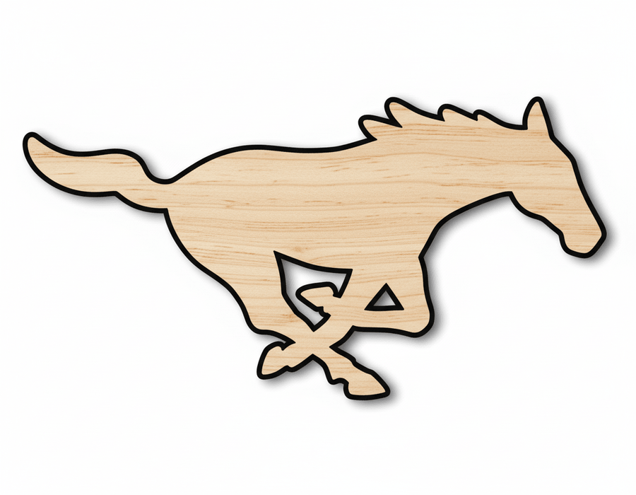 Unfinished Wood Mustang Mascot Shape | DIY Craft Cutout | up to 46" DIY - NameSigns.com