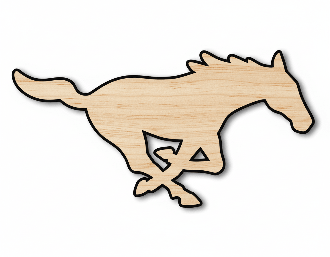 Unfinished Wood Mustang Mascot Shape | DIY Craft Cutout | up to 46" DIY - NameSigns.com