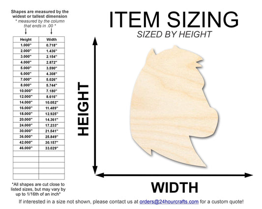 Unfinished Wood Mustang Mascot Shape | DIY Craft Cutout | up to 46" DIY - NameSigns.com