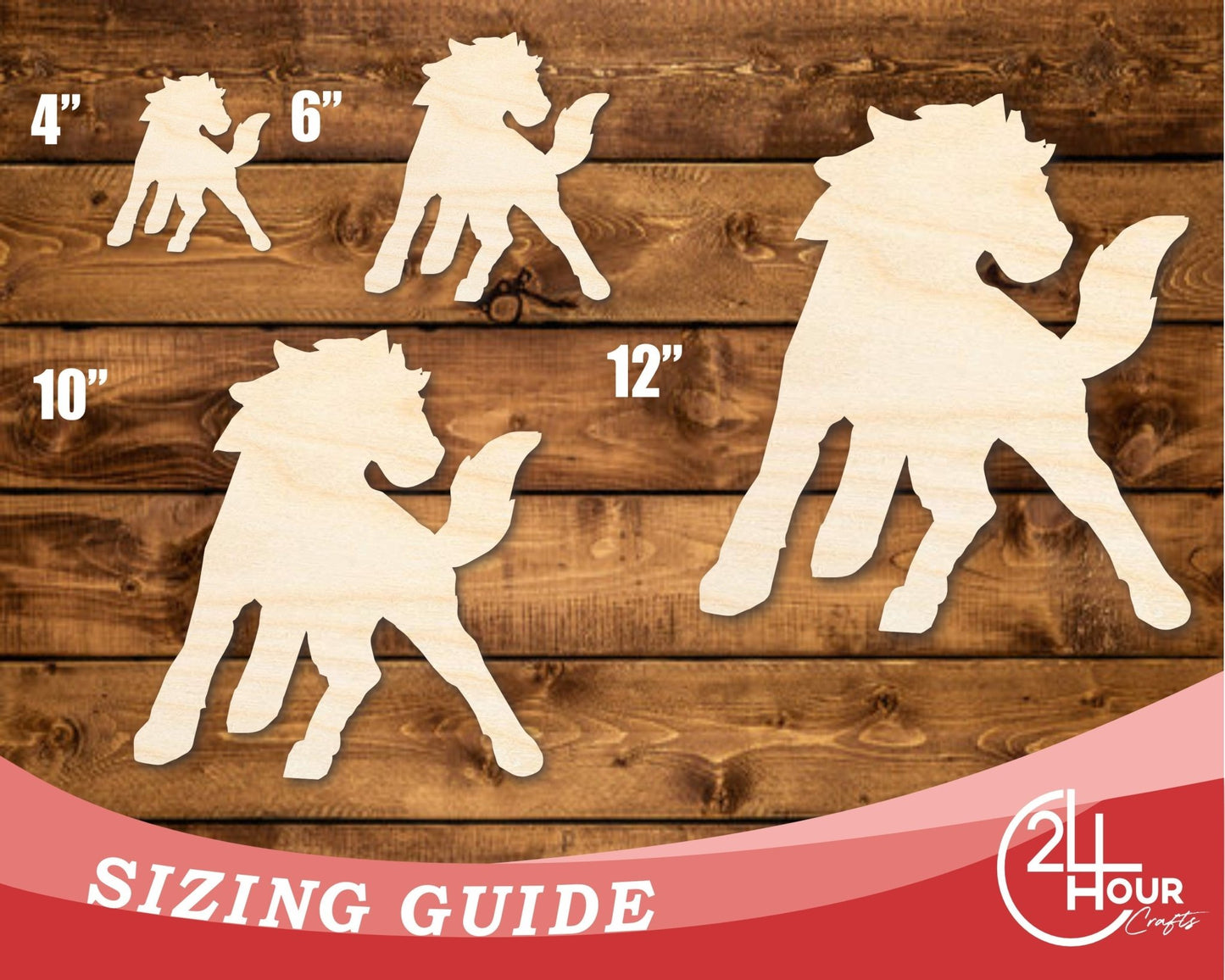 Unfinished Wood Mustang Mascot Shape | DIY Craft Cutout | up to 46" DIY - NameSigns.com