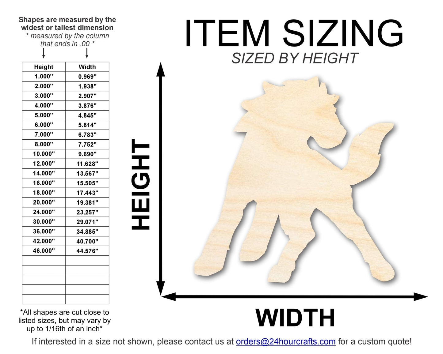 Unfinished Wood Mustang Mascot Shape | DIY Craft Cutout | up to 46" DIY - NameSigns.com