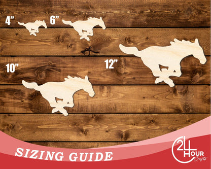 Unfinished Wood Mustang Mascot Shape | DIY Craft Cutout | up to 46" DIY - NameSigns.com