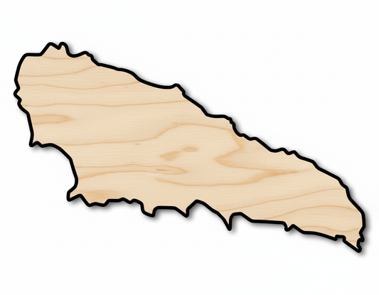 Unfinished Wood Mwali Island Shape - Comoros Craft - up to 46" DIY - NameSigns.com