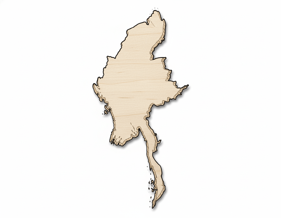 Unfinished Wood Myanmar Shape - Southeast Asia Craft - up to 46" DIY - NameSigns.com