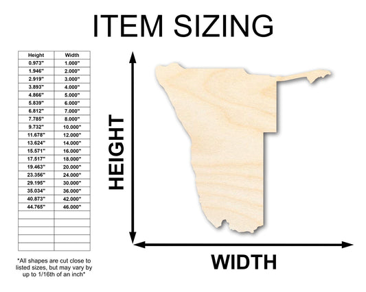 Unfinished Wood Namibia Shape - South Africa Craft - up to 46" DIY - NameSigns.com