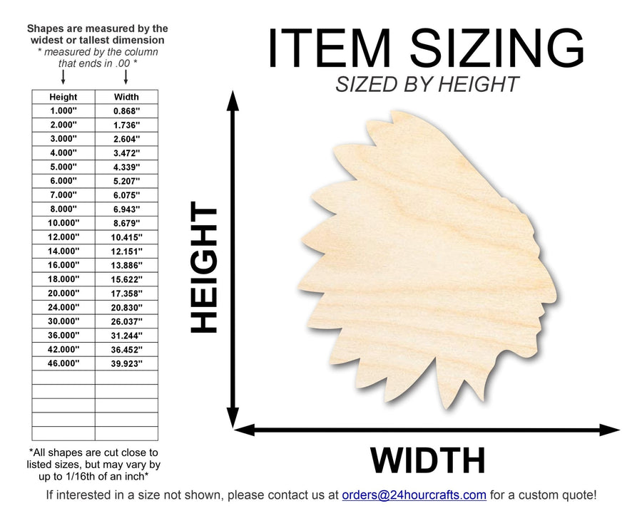 Unfinished Wood Native American Mascot Shape | DIY Craft Cutout | up to 46" DIY - NameSigns.com