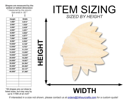 Unfinished Wood Native American Mascot Shape | DIY Craft Cutout | up to 46" DIY - NameSigns.com