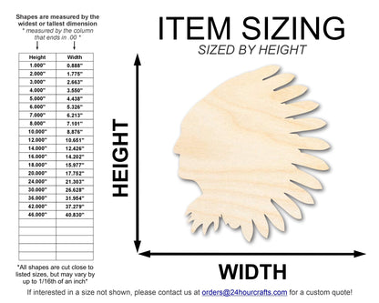 Unfinished Wood Native American Mascot Shape | DIY Craft Cutout | up to 46" DIY - NameSigns.com
