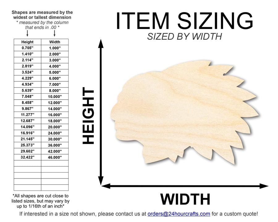 Unfinished Wood Native American Mascot Shape | DIY Craft Cutout | up to 46" DIY - NameSigns.com