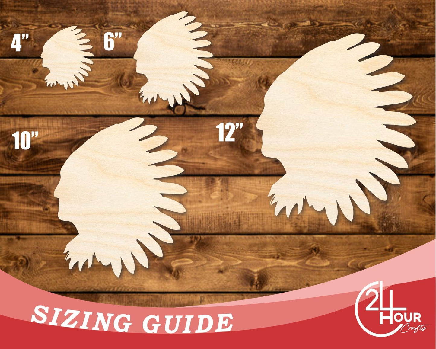 Unfinished Wood Native American Mascot Shape | DIY Craft Cutout | up to 46" DIY - NameSigns.com