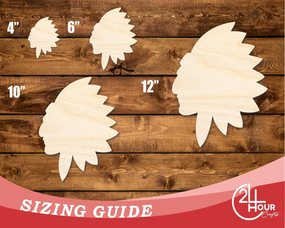 Unfinished Wood Native American Mascot Shape | DIY Craft Cutout | up to 46" DIY - NameSigns.com