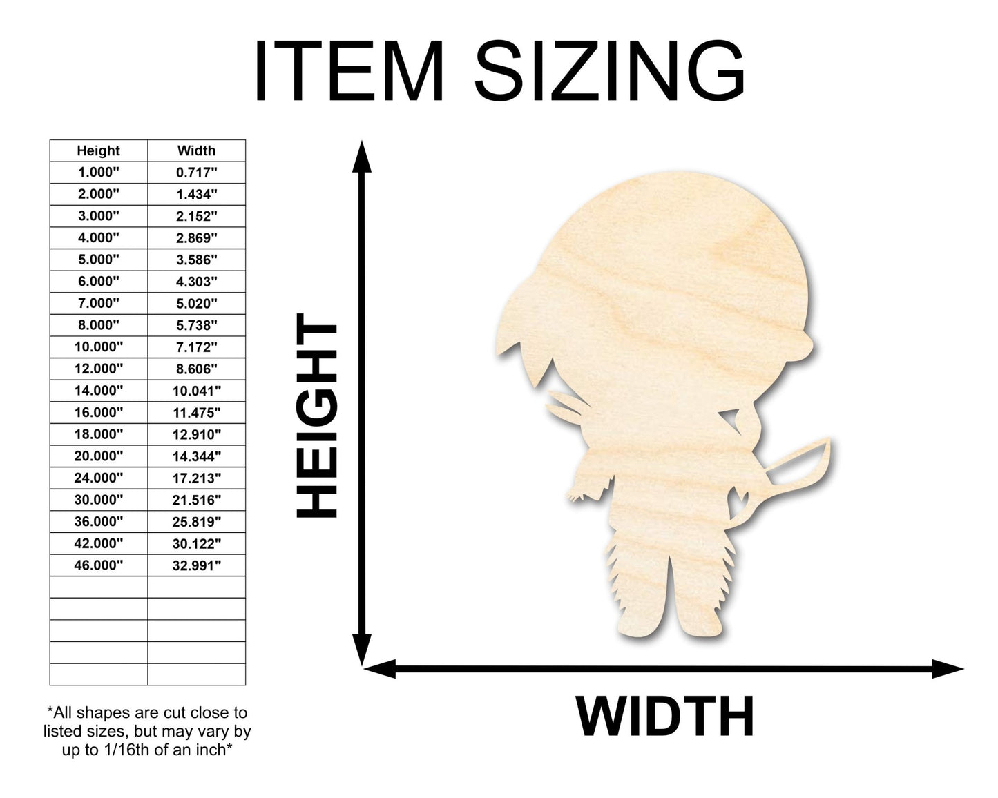 Unfinished Wood Native Boy Shape | Craft Cutout | up to 46" DIY - NameSigns.com
