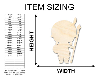 Unfinished Wood Native Boy Shape | Craft Cutout | up to 46" DIY - NameSigns.com