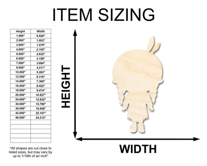 Unfinished Wood Native Girl Shape | Craft Cutout | up to 46" DIY - NameSigns.com