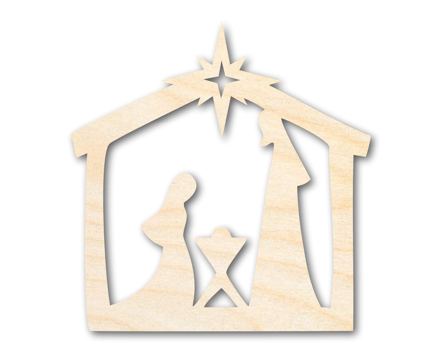 Unfinished Wood Nativity Scene Silhouette | DIY Christmas Craft Cutout | up to 46" DIY - NameSigns.com